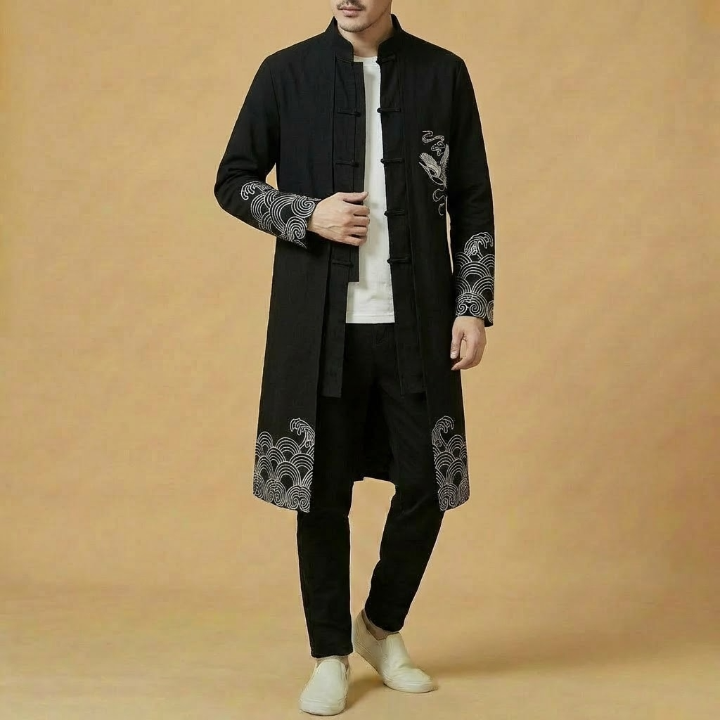 Ziran Mandarin Coat in dynasty script, back view