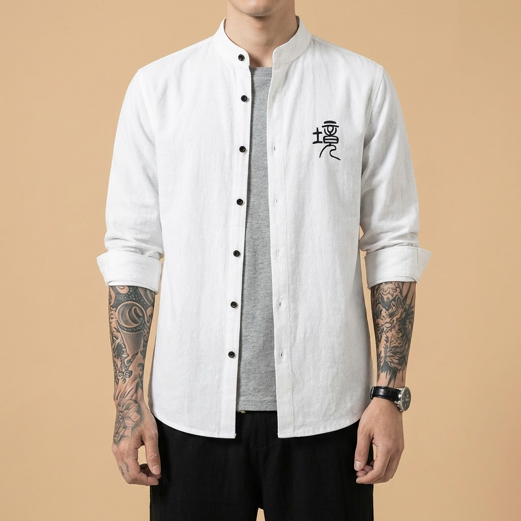 Haishe Mandarin Jacket in grey, front view