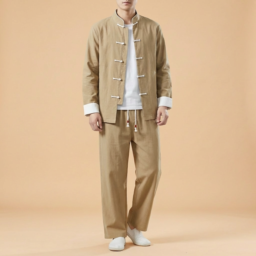 Linyu Mandarin Tang Jacket in yellow, front view
