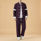 Linyu Mandarin Tang Jacket in purple, front view
