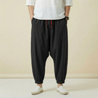 Zhenwu Flow Pants in black, full length view
