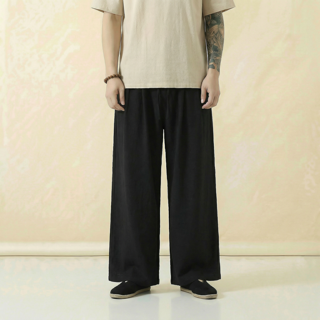 Renshi Flow Pants in black, front view