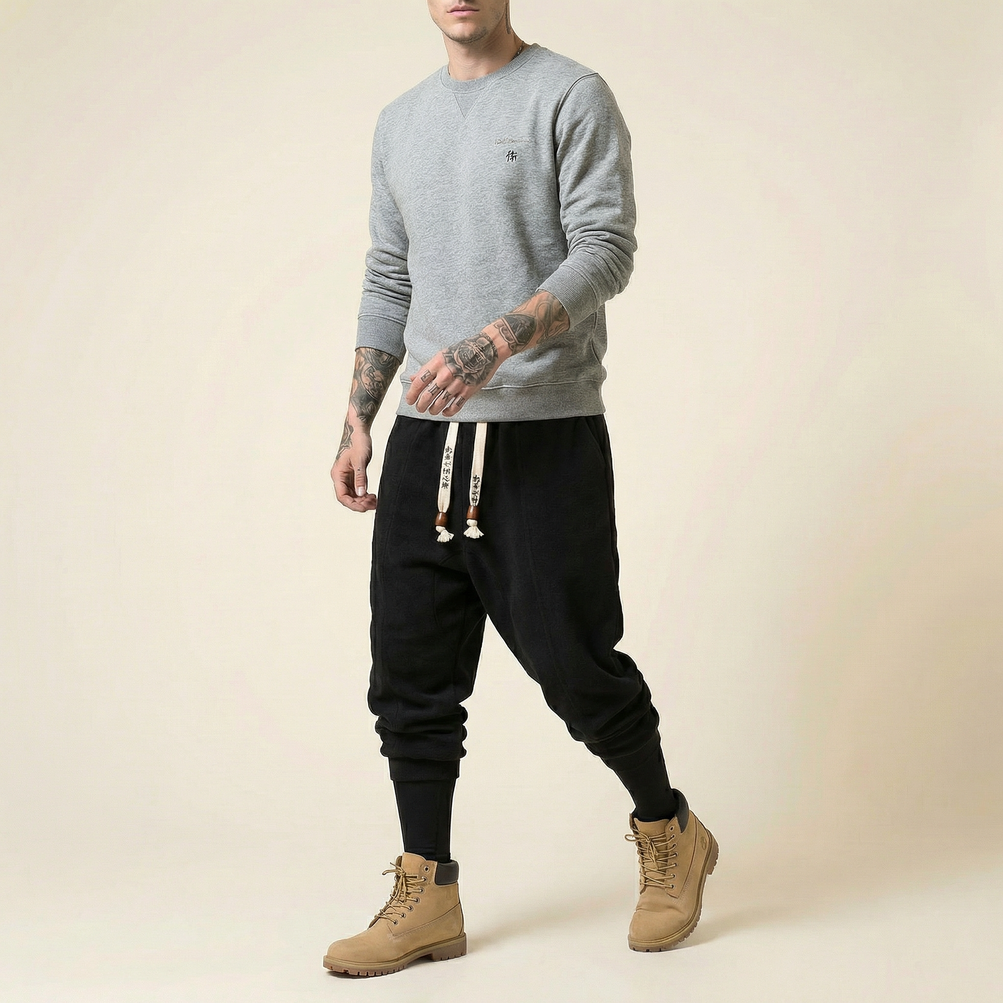 Qiren Flow Pants in black, front view