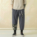 Hanami Linen Flow Pants in dark colorway, front view