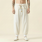 Kaiyuan Linen Flow Pants in white, front view