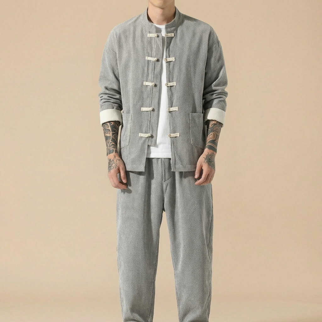 Moyan Corduroy Jacket in gray, front view