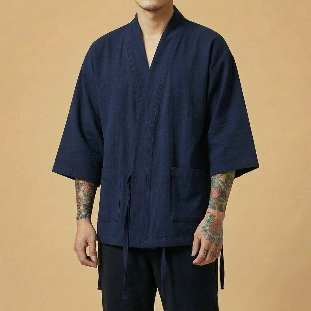 Renshi Kimono in gray, front view
