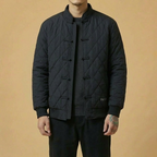 Seikyo Mandarin Tang Jacket in black, front view