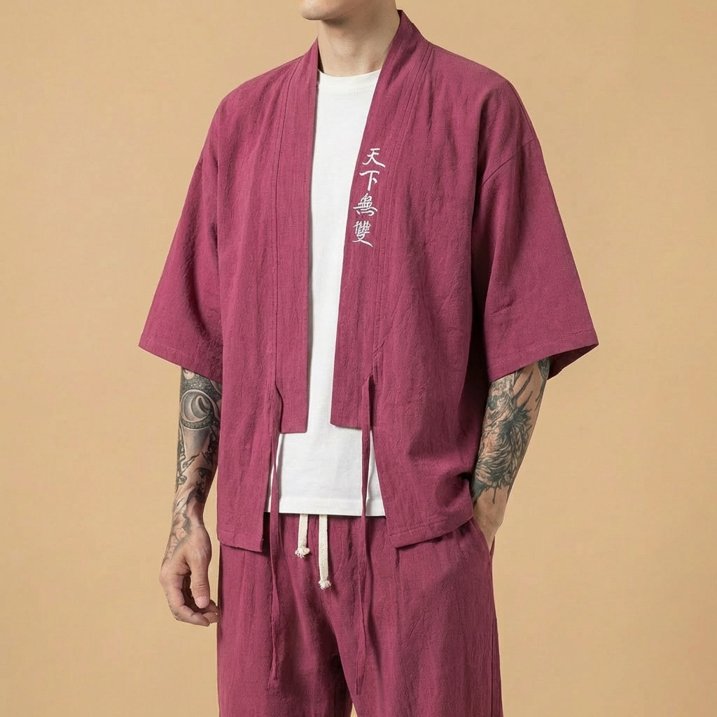 Muso Kimono in gray, front view