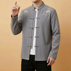 Yunhai Mandarin Tang Jacket in grey, upper body view