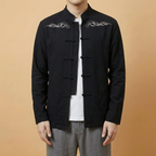 Yunhai Mandarin Tang Jacket in black, front view