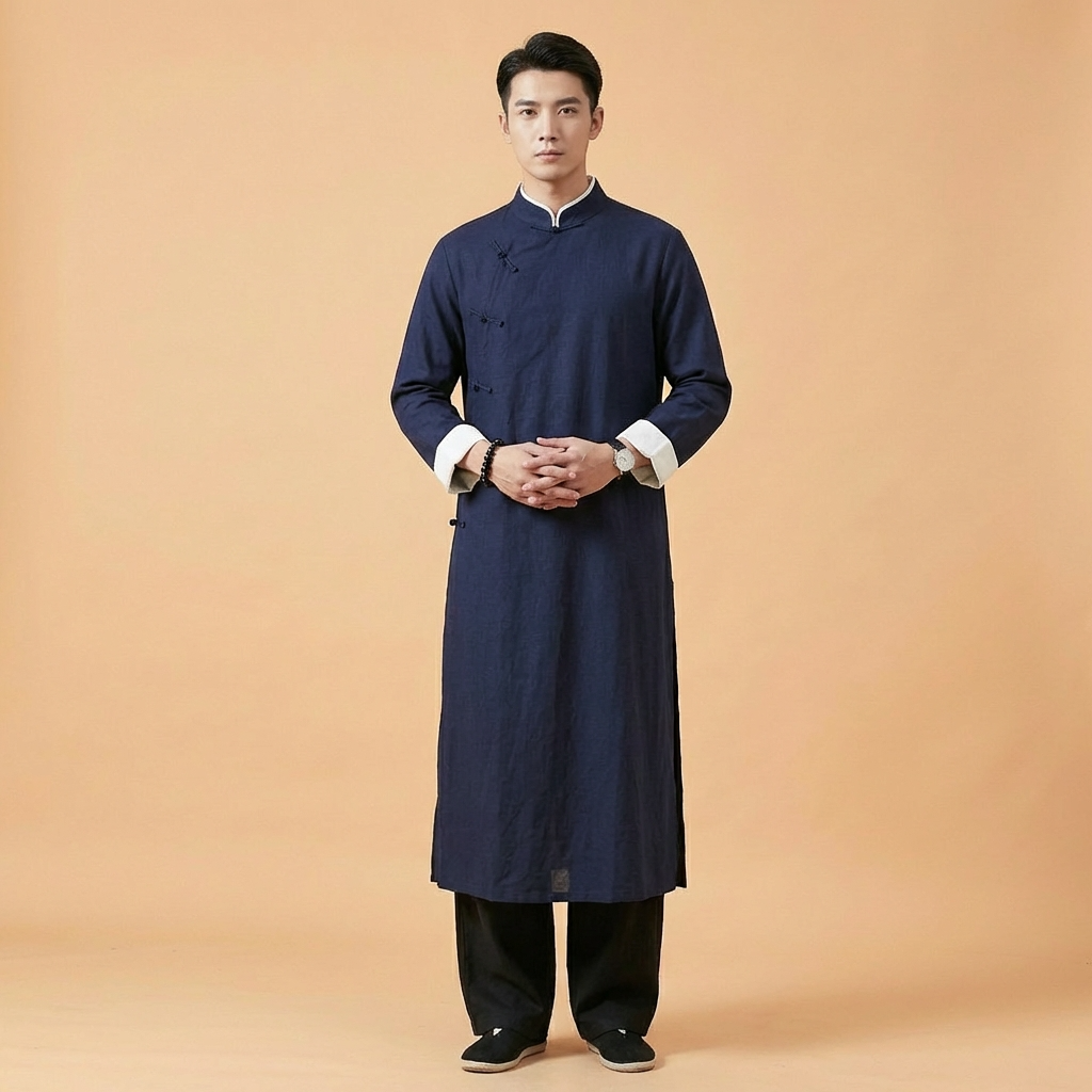 Tianlong Dynasty Robe in black, full length view
