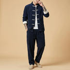Moyan Corduroy Jacket in navy blue, front view