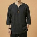 Aoki Linen Long Sleeve Shirt in dark tone, relaxed fit, upper body front view