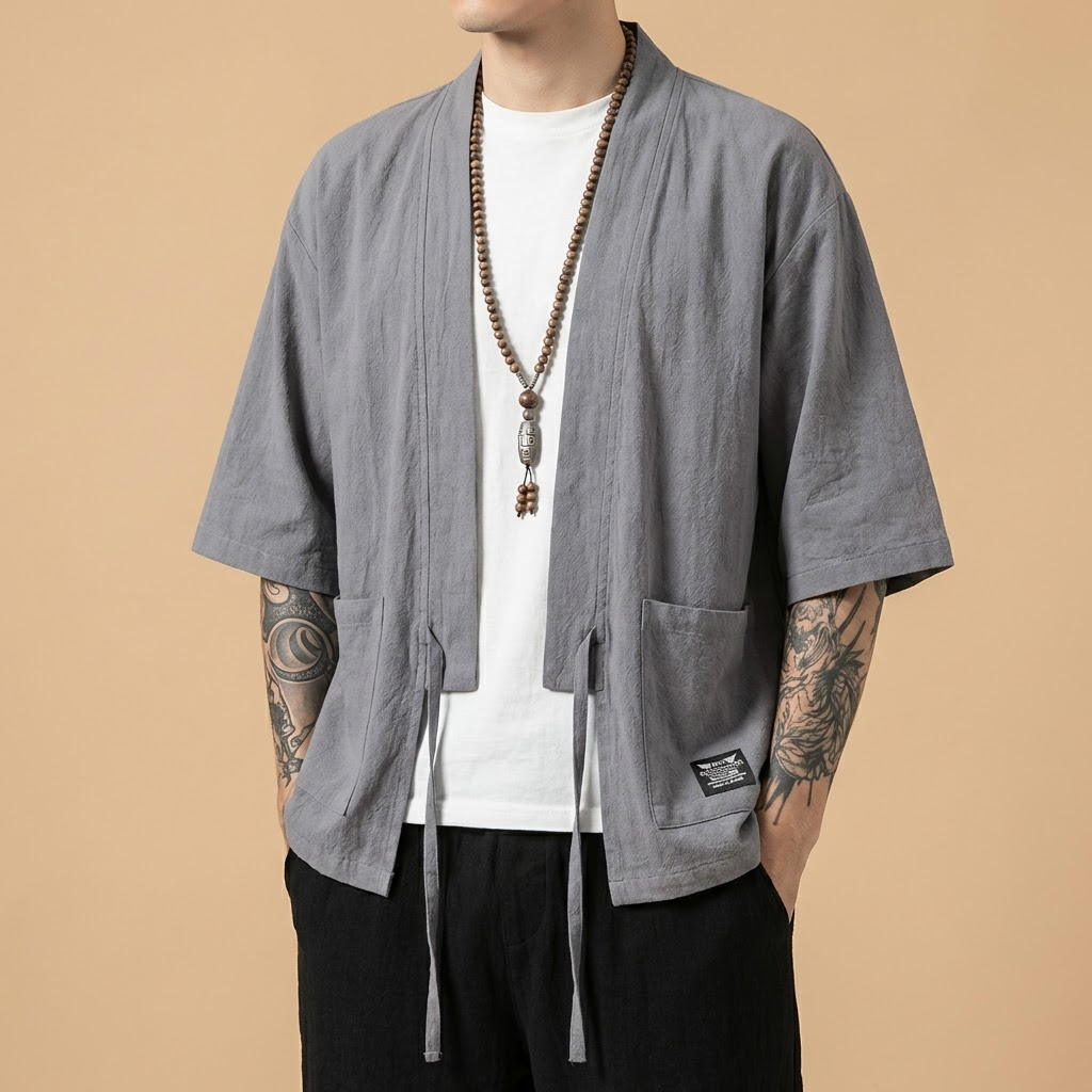 Kairo Kimono in black, side view