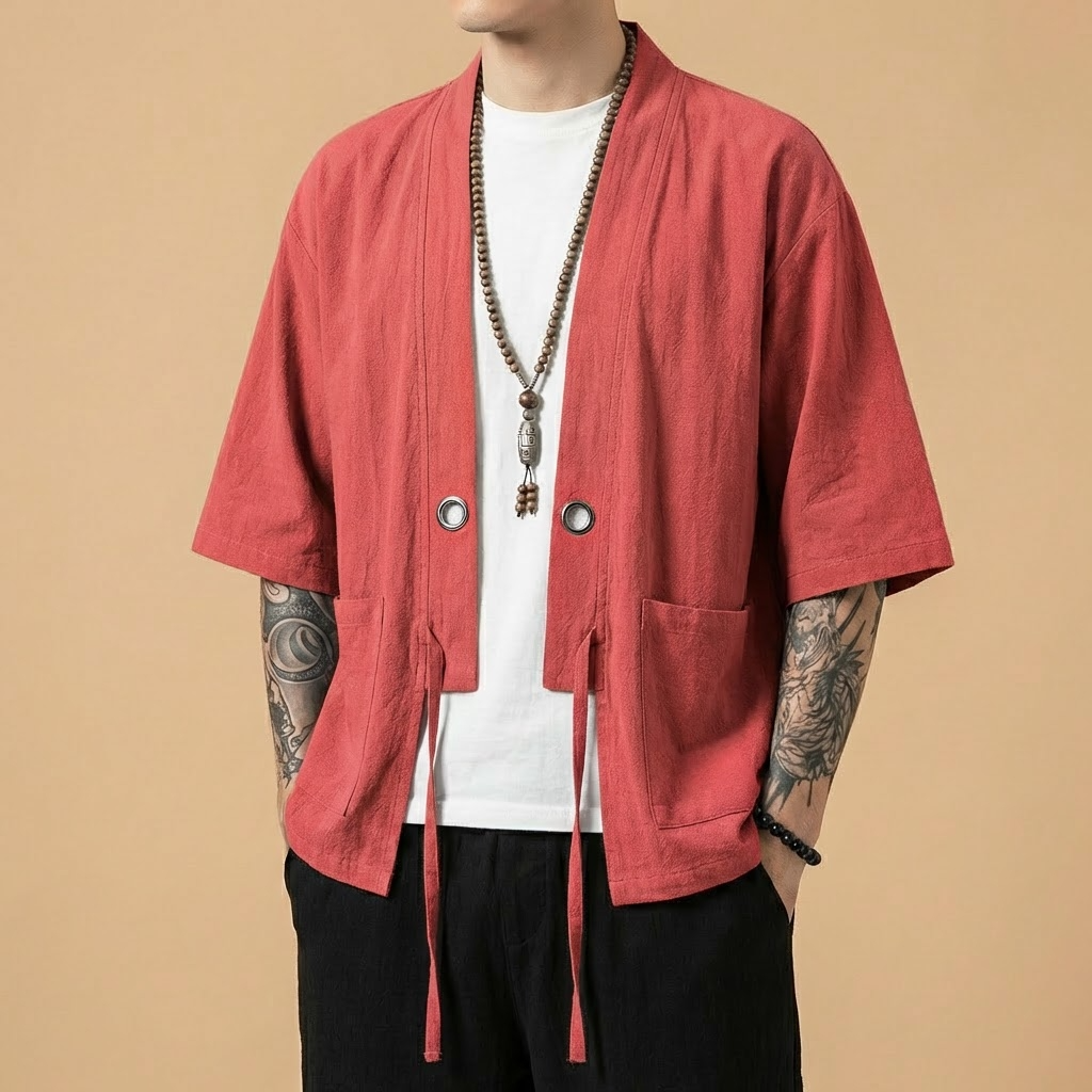Kairo Kimono detail close-up of knot button and collar
