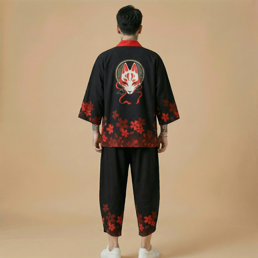 Kurotsuru Kimono Set sleeve detail close-up