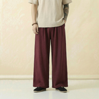 Renshi Flow Pants in beige, wide-leg silhouette, front view