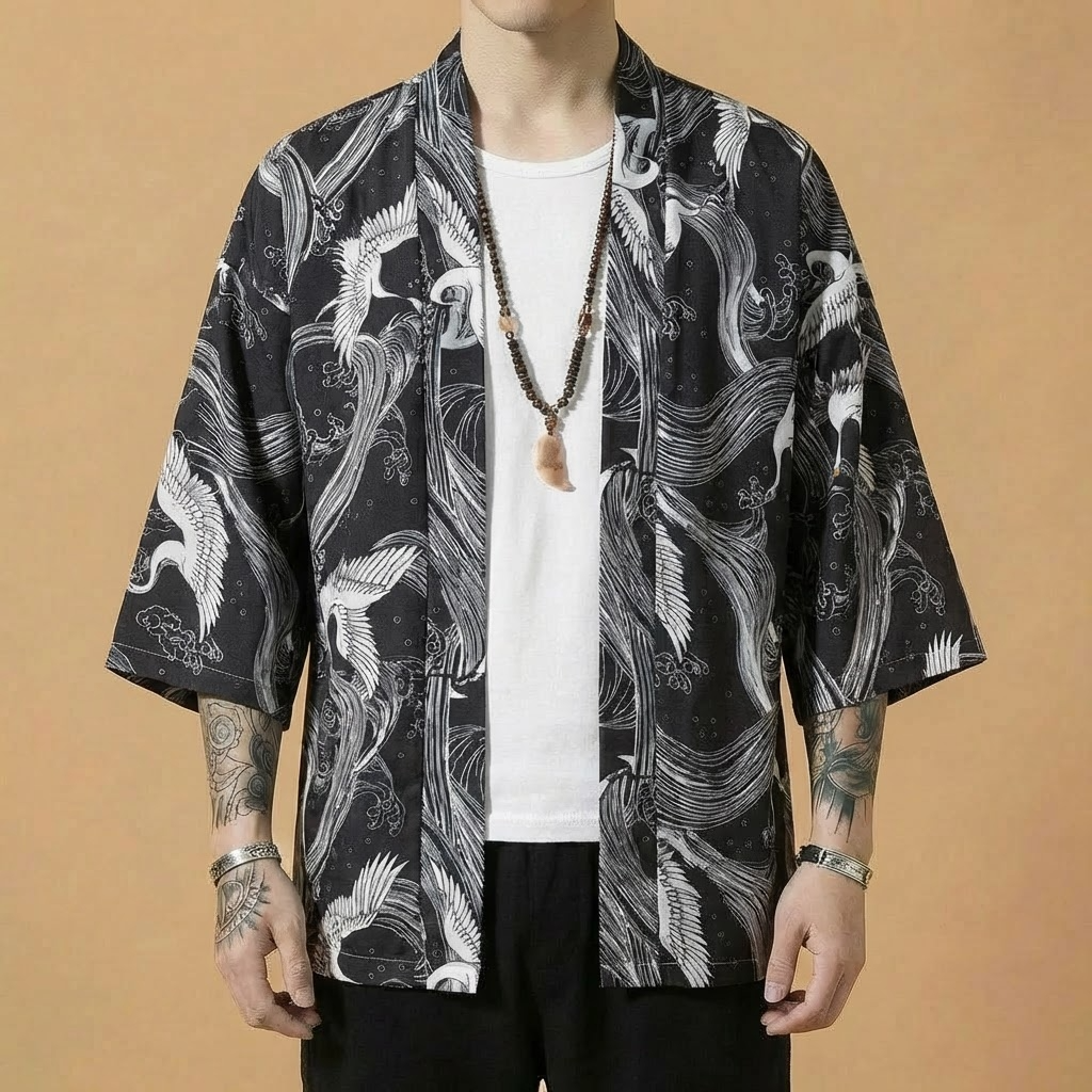 Shodo Kimono in grey, front view